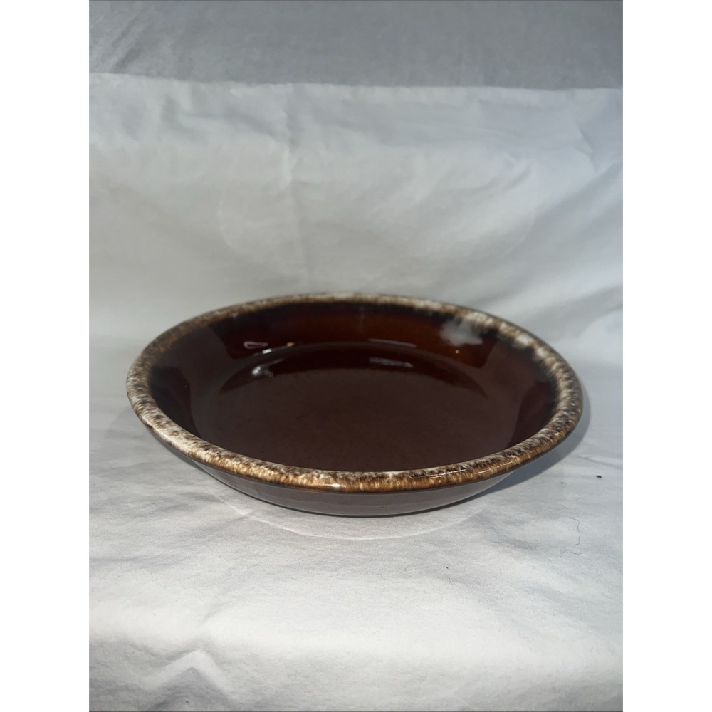 Hull Pottery Oven Proof Brown Drip Glaze 9" Pie Plate Dish Circular USA